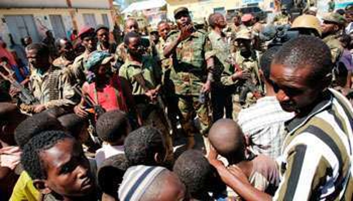 Les soldats de l’Amisom à Buur-Hakba, en Somalie. © AFP