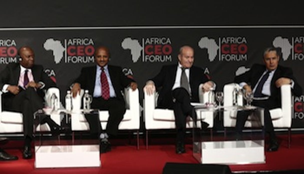 Bob Collymore, Tewolde Gebremariam, Issad Rebrab et Mohamed El Kettani. © Bruno Lévy/AfricaCEOForum