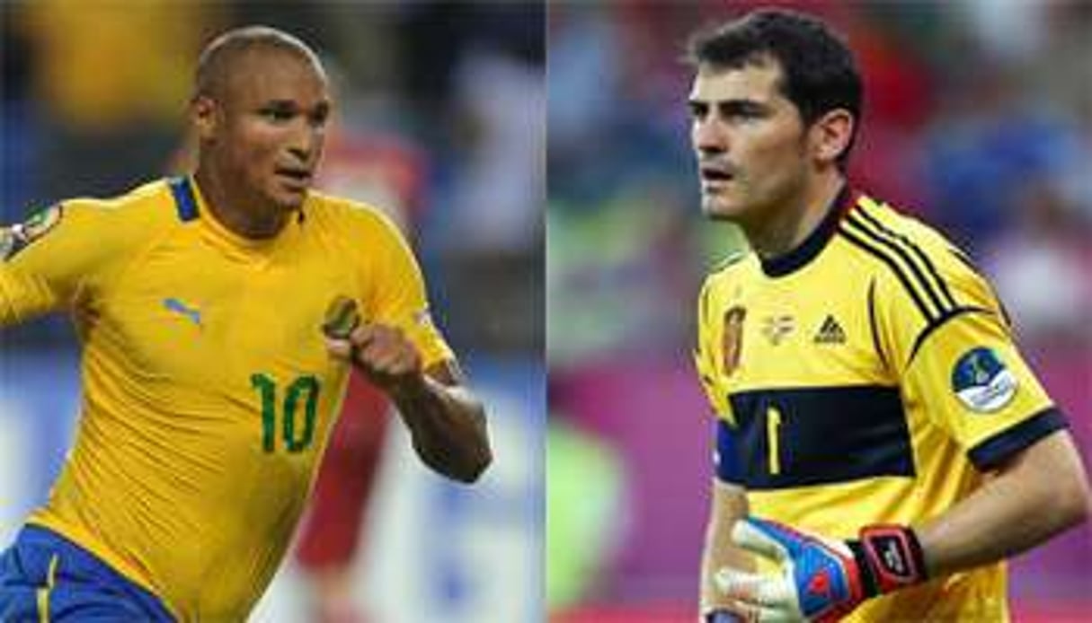 Les capitaines du Gabon et de l’Espagne : Daniel Cousin et Iker Casillas. © DR/Montage J.A.