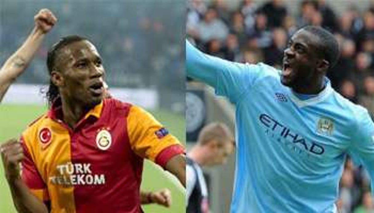 Didier Drogba (Galatasaray) et Yaya Touré (Manchester City) © AFP/Montage J.A.