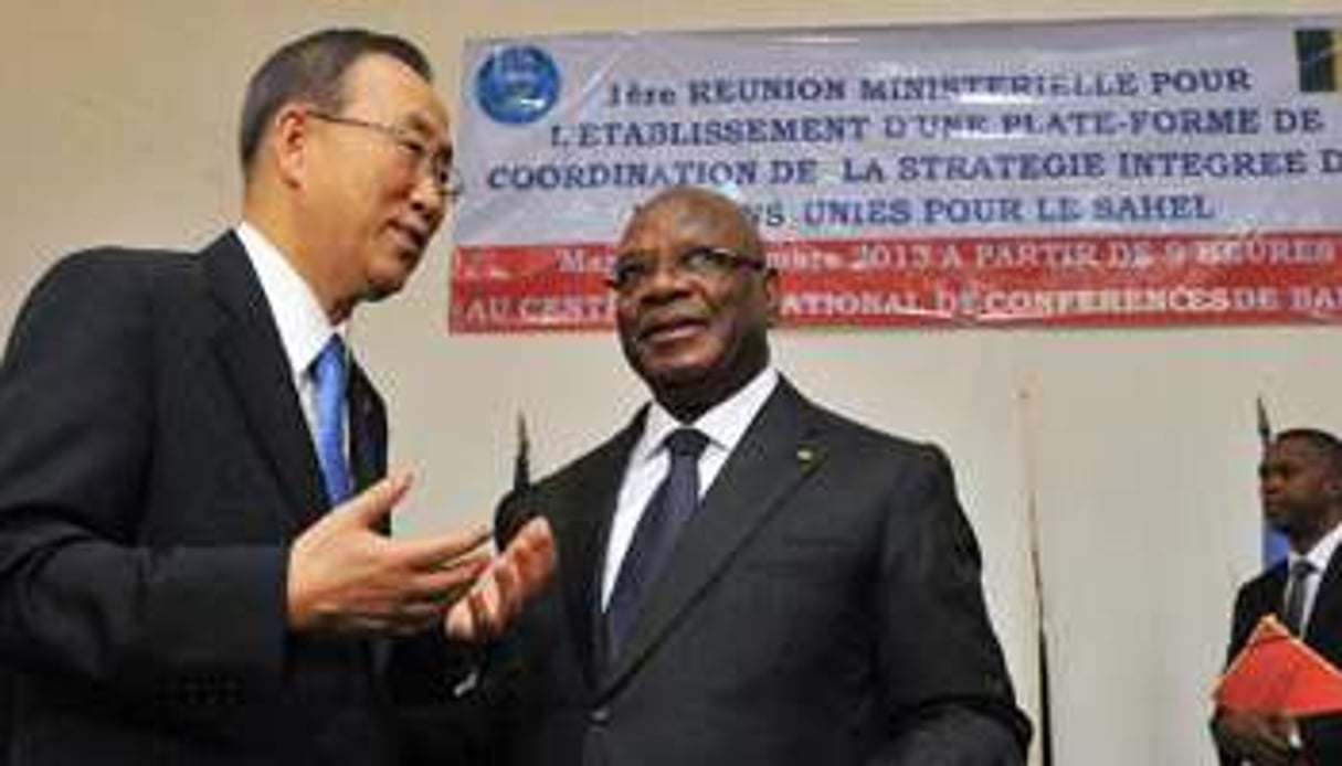 Ban Ki-moon et Ibrahim Boubacar Keita, à Bamako le 5 novembre 2013. © AFP