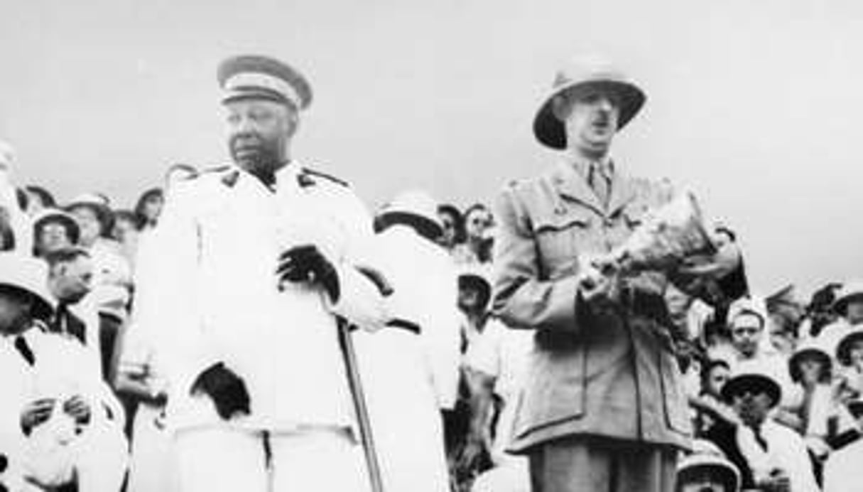 Le gouverneur général du Congo, Félix Eboué, et le général de Gaulle en février 1944. © AFP