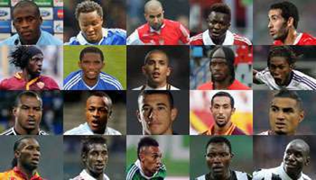 Vingt des principaux joueurs africains de l’année 2013. © AFP/Montage JA