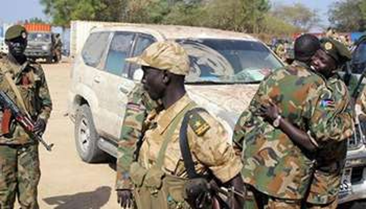 Des soldats de l’armée du Soudan du Sud dans la ville de Bor, le 25 décembre 2013. © AFP