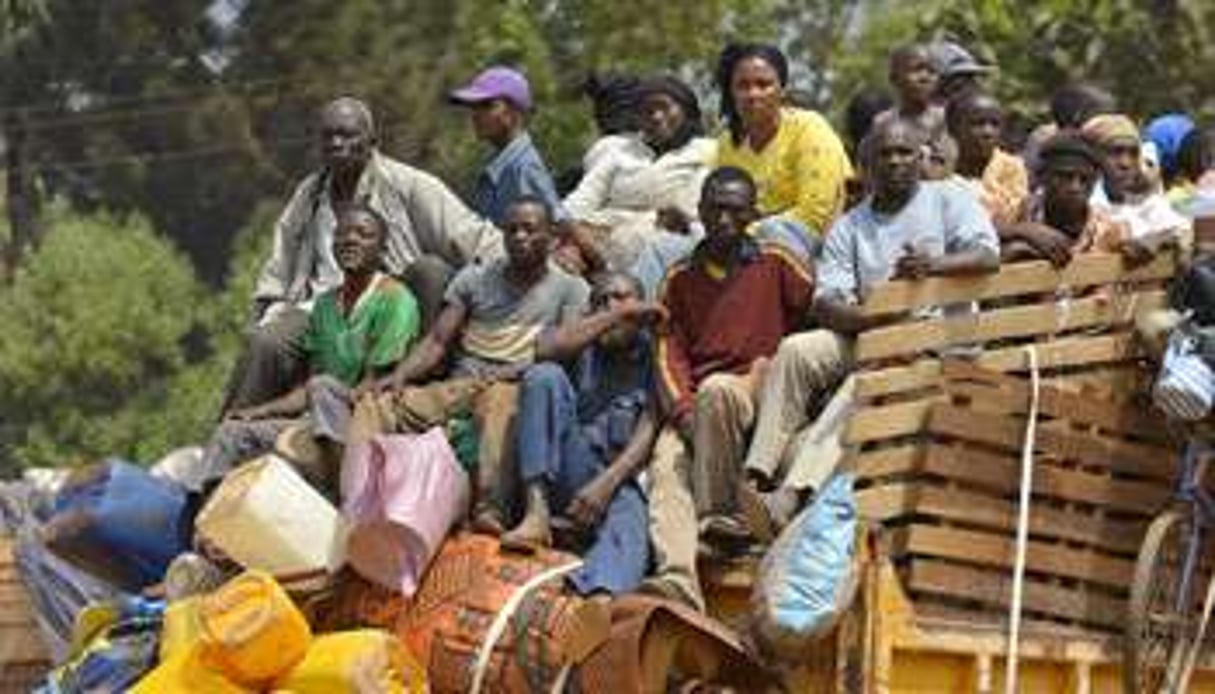 Ressortissants tchadiens fuyant Bangui, le 28 décembre. © MIGUEL MEDINA / AFP