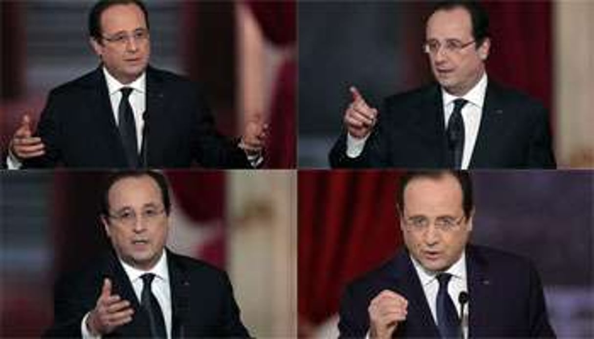 François Hollande durant la conférence de presse du 14 décembre. © ALAIN JOCARD / AFP ; THIERRY CHESNOT / AFP