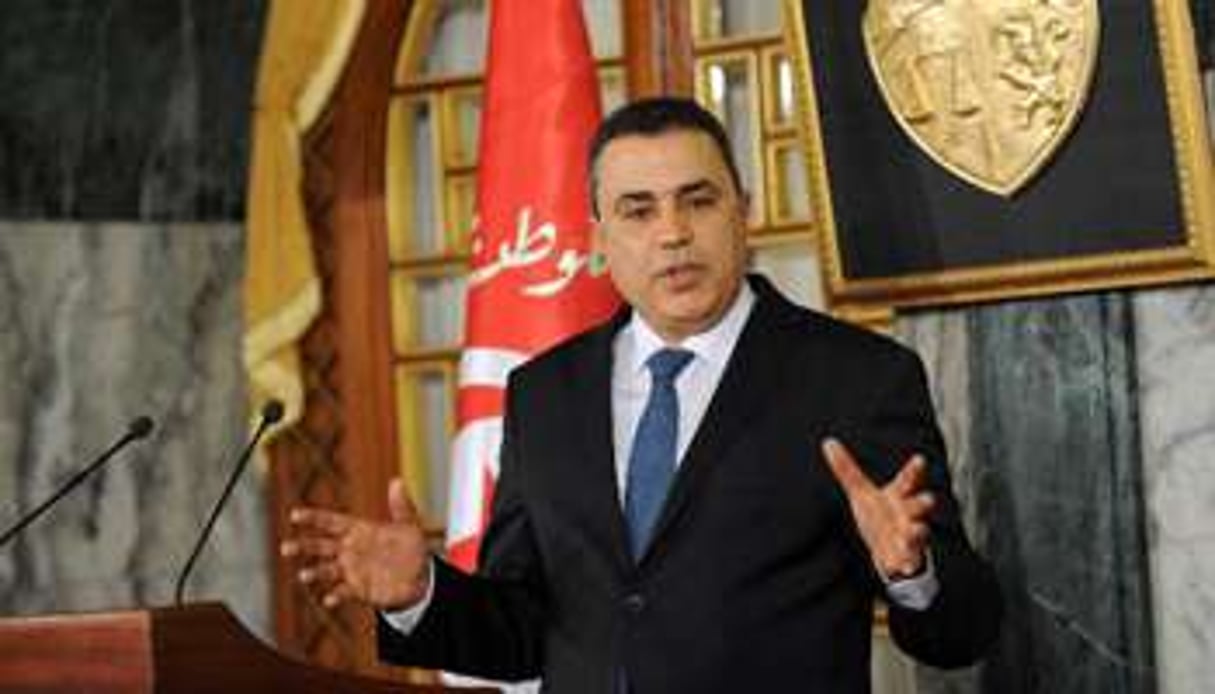 Mehdi Jomaâ face à la presse le 25 janvier 2014 à Tunis. © AFP