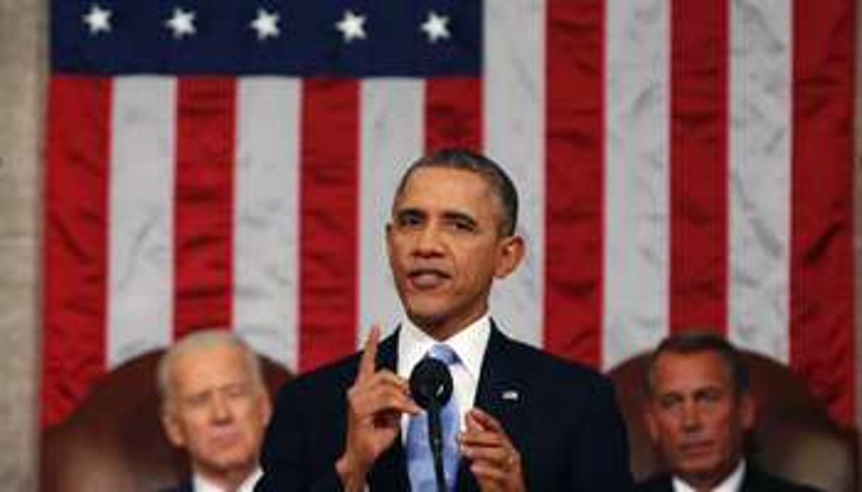 Barack Obama lors de son discours sur l’état de l’Union, le 28 janvier 2014 au Capitole. © AFP
