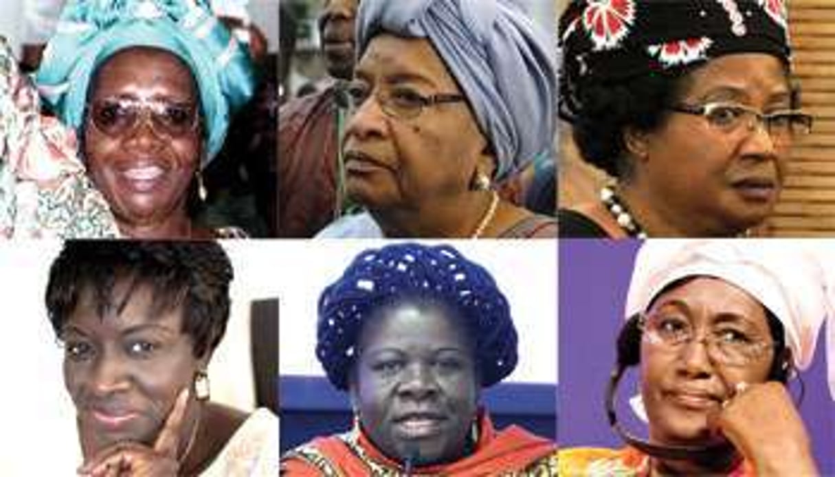 Ruth Perry, Ellen Johnson Sirleaf, Joyce Banda, Aminata Touré, Luisa Diogo, Cissé Mariam Sidibé. © AFP ; J.A.