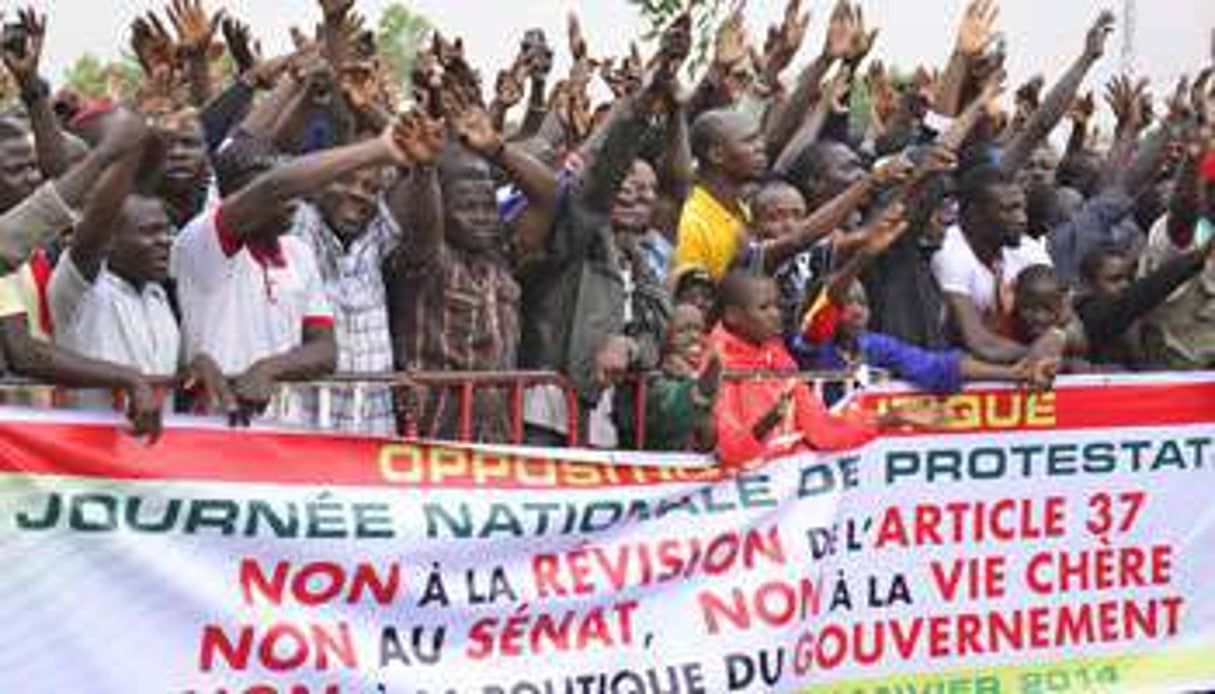Marche de protestation à Ouagadougou, le 18 janvier. © AHMED OUOBA / AFP
