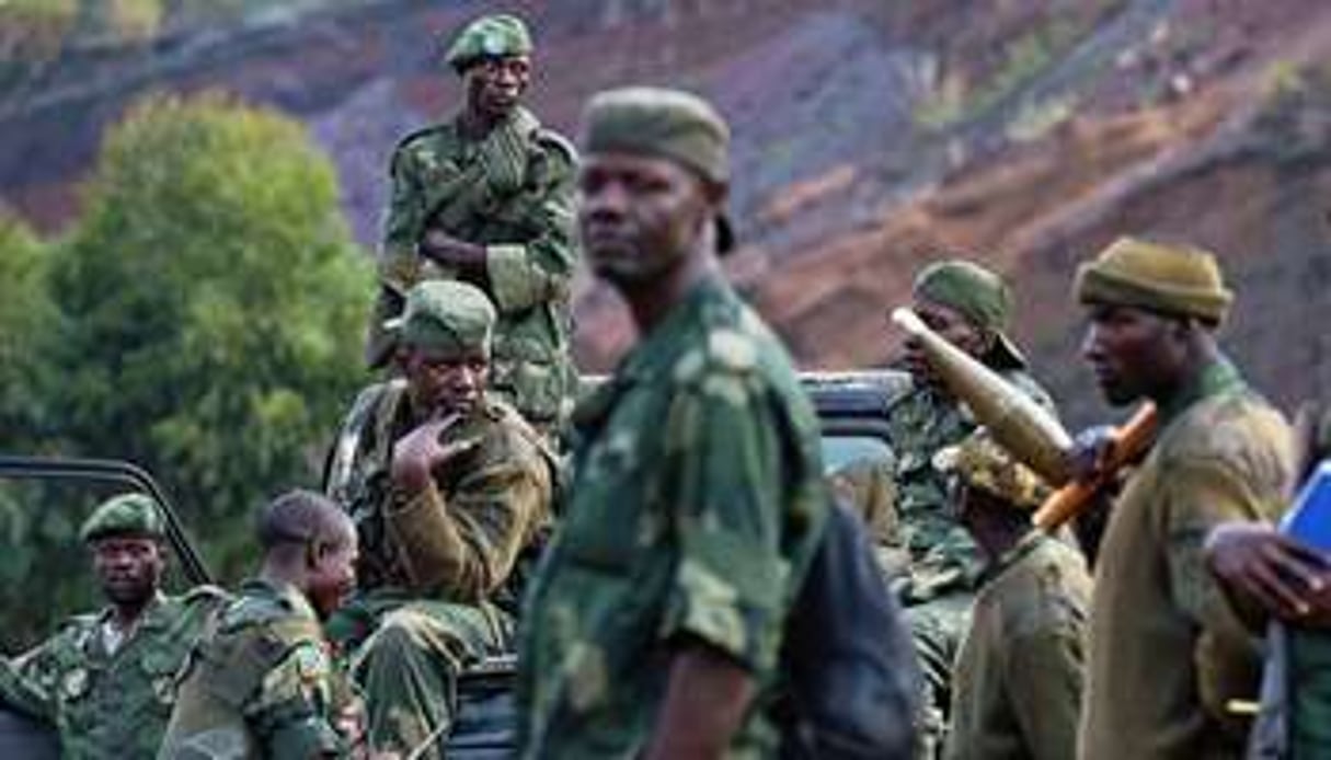 Des soldats de l’armée congolaise (FARDC) déployés près de Goma, dans l’est de la RDC. © AFP