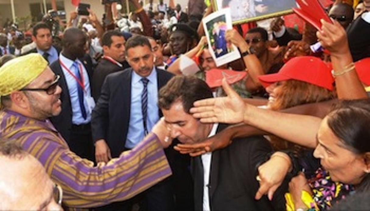 Le roi Mohammed VI à Conakry, en mars 2014. © Cellou Binani/AFP PHOTO