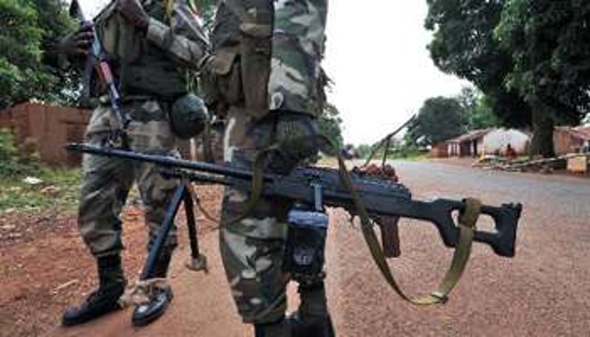 Des soldats congolais de la Misca le 5 mars 2014, à Bossambele. © AFP