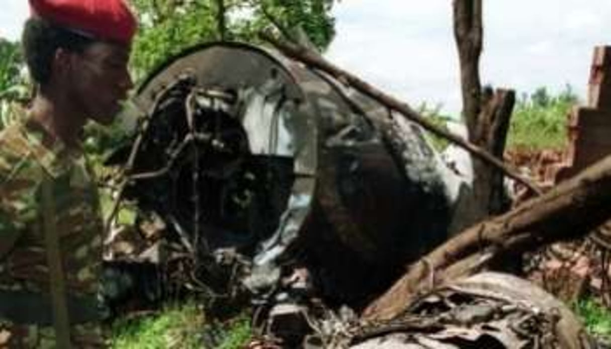 Épave de l’avion de Juvénal Habyarimana. © AFP