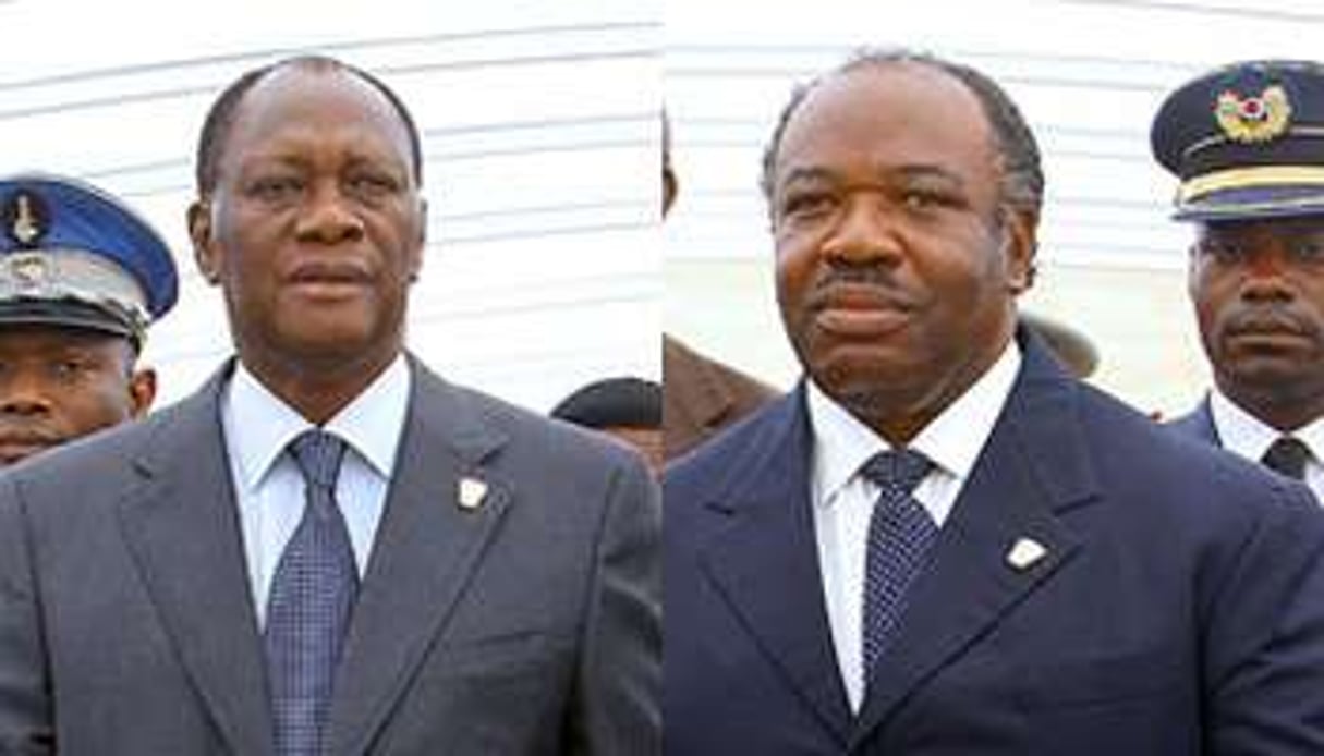 Alassane Ouattara et Ali Bongo se sont entretenus à huis clos pendant trois heures. © AFP
