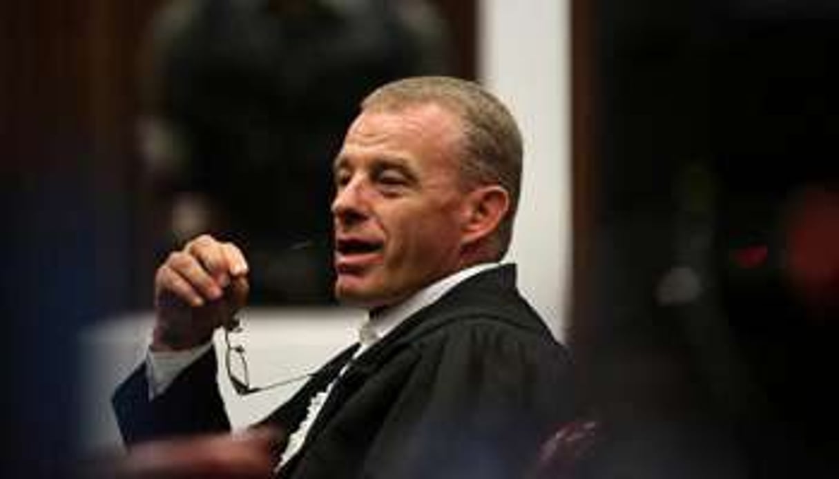 Le procureur Gerrie Nel à l’audience du procès Pistorius à Pretoria, le 15 avril 2014. © AFP