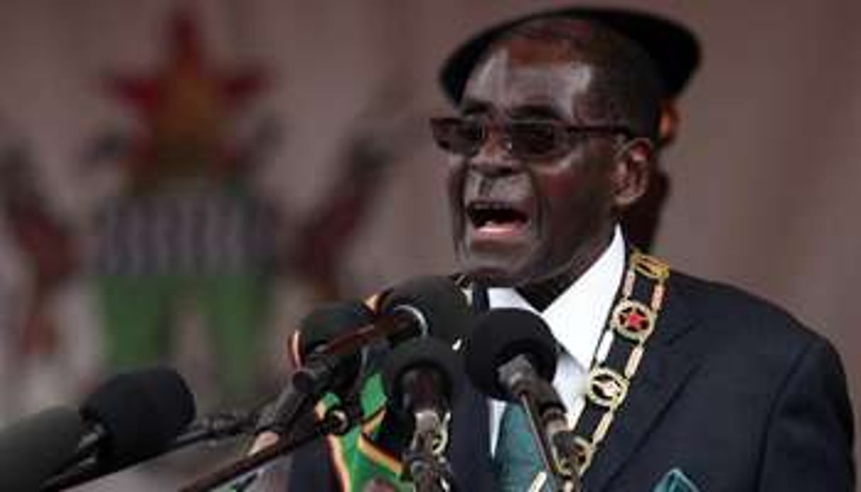 Robert Mugabe lors du discours officiel des célébrations du 34e anniversaire de l’indépendance. © AFP
