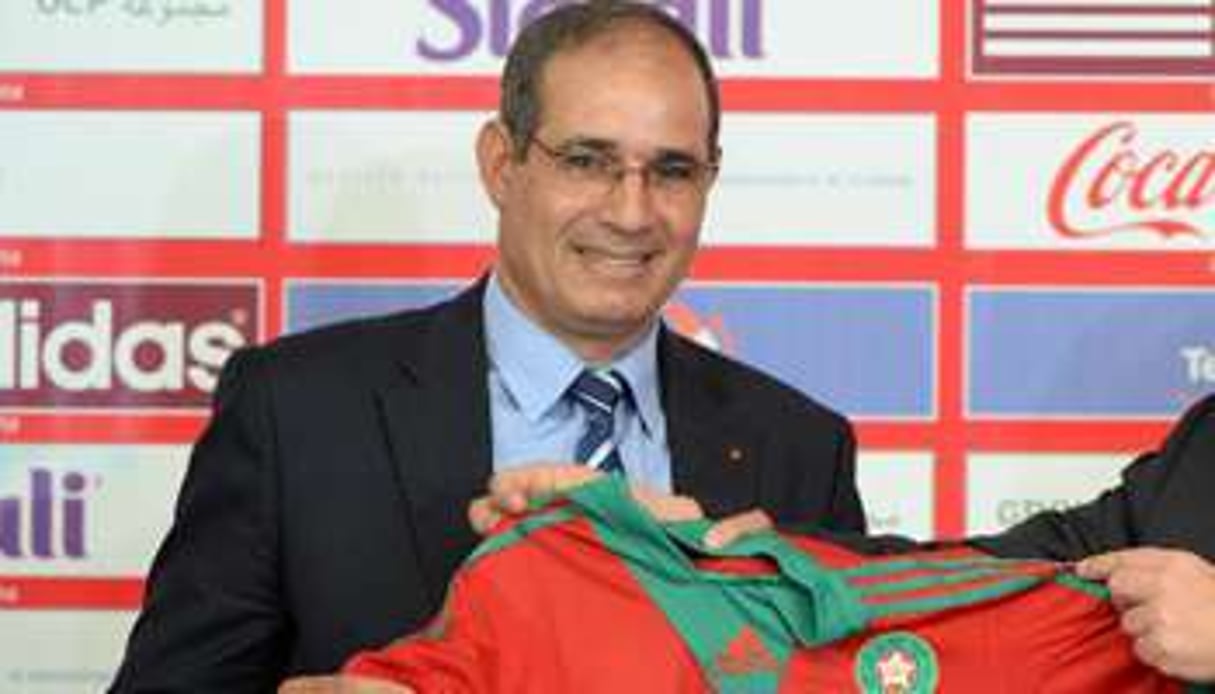Le nouveau sélectionneur du Maroc Badou Zaki, lors de sa présentation officielle. © AFP