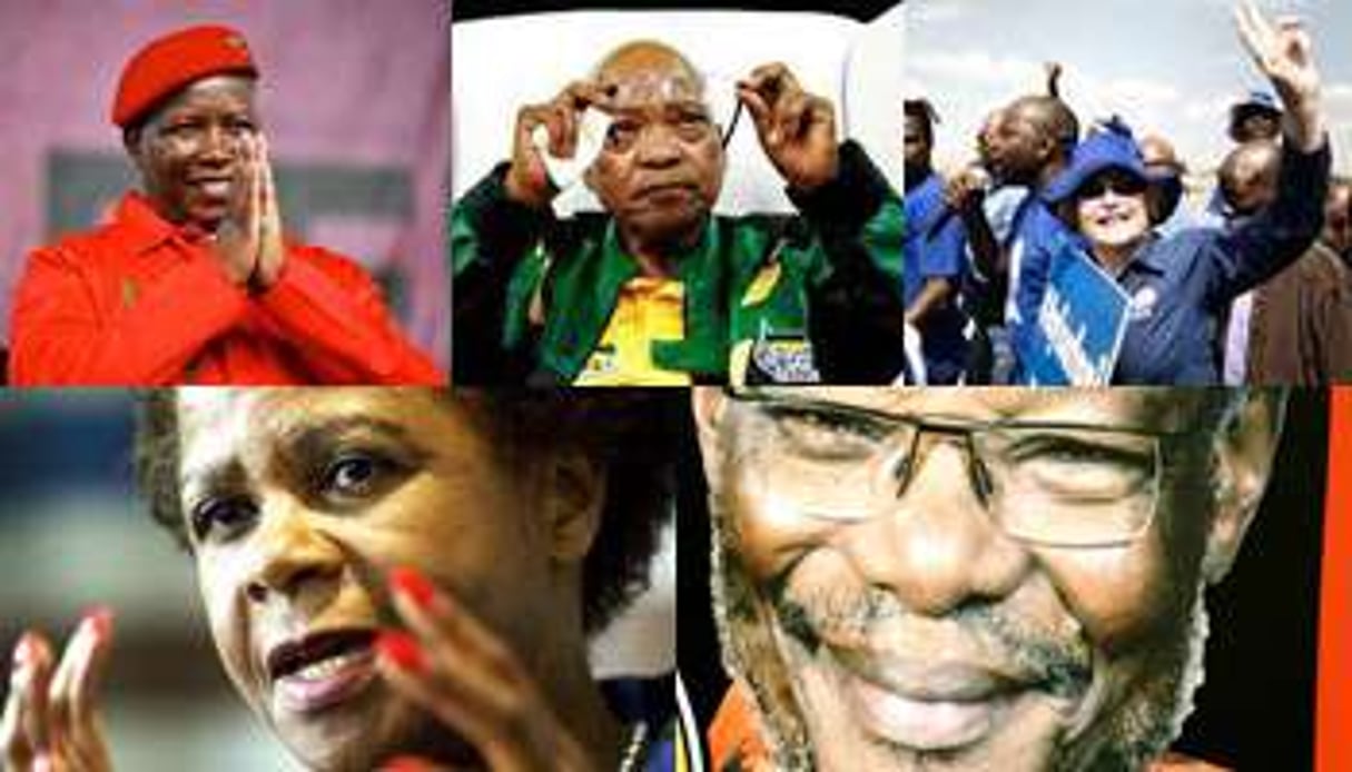 Cinq figures dominent la scène politique sud-africaine. © DR/Montage J.A.