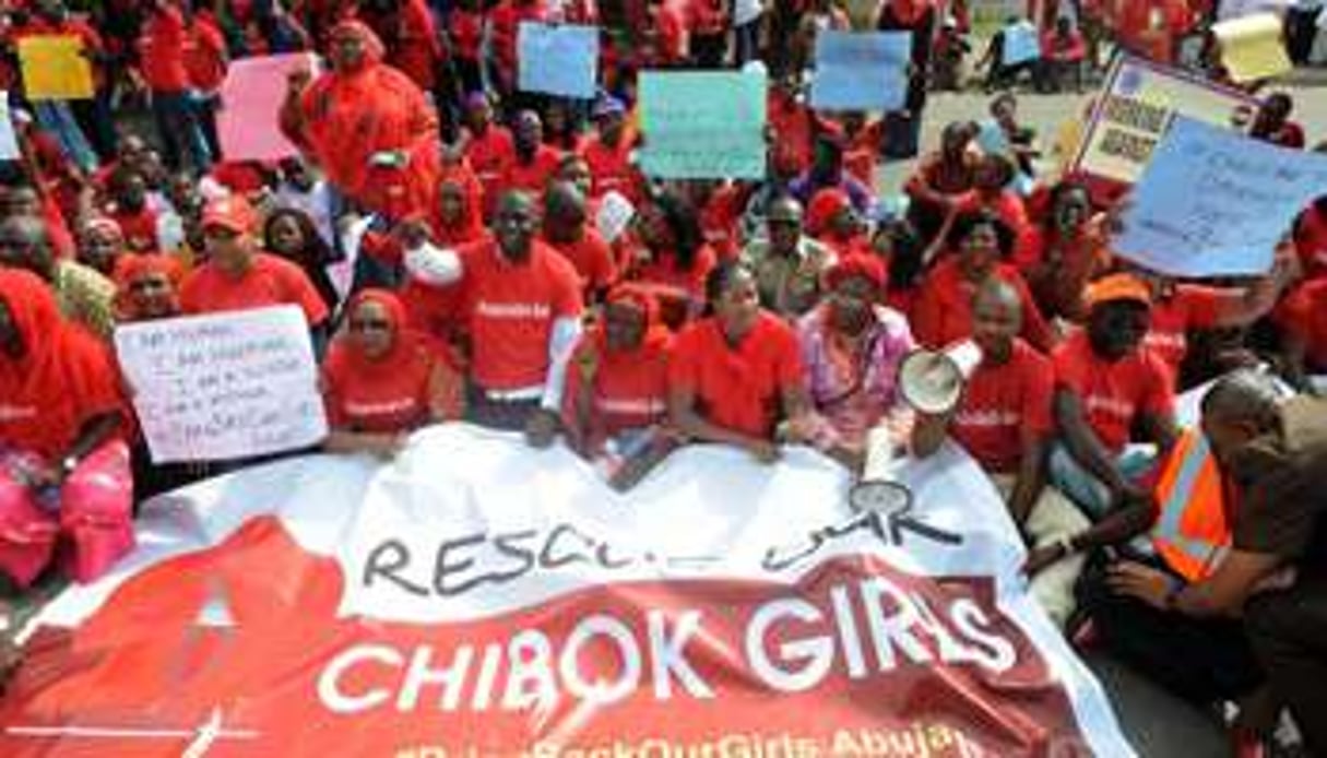 Une manifestation, le 6 mai à Abuja, pour exiger la libération des des lycéennes enlevées. © AFP