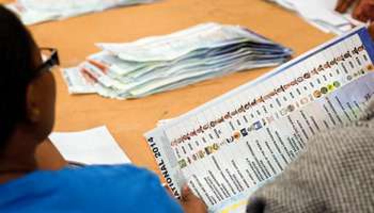 Dépouillement des bulletins de vote au Cap le 7 mai 2014 après les élections législatives. © AFP