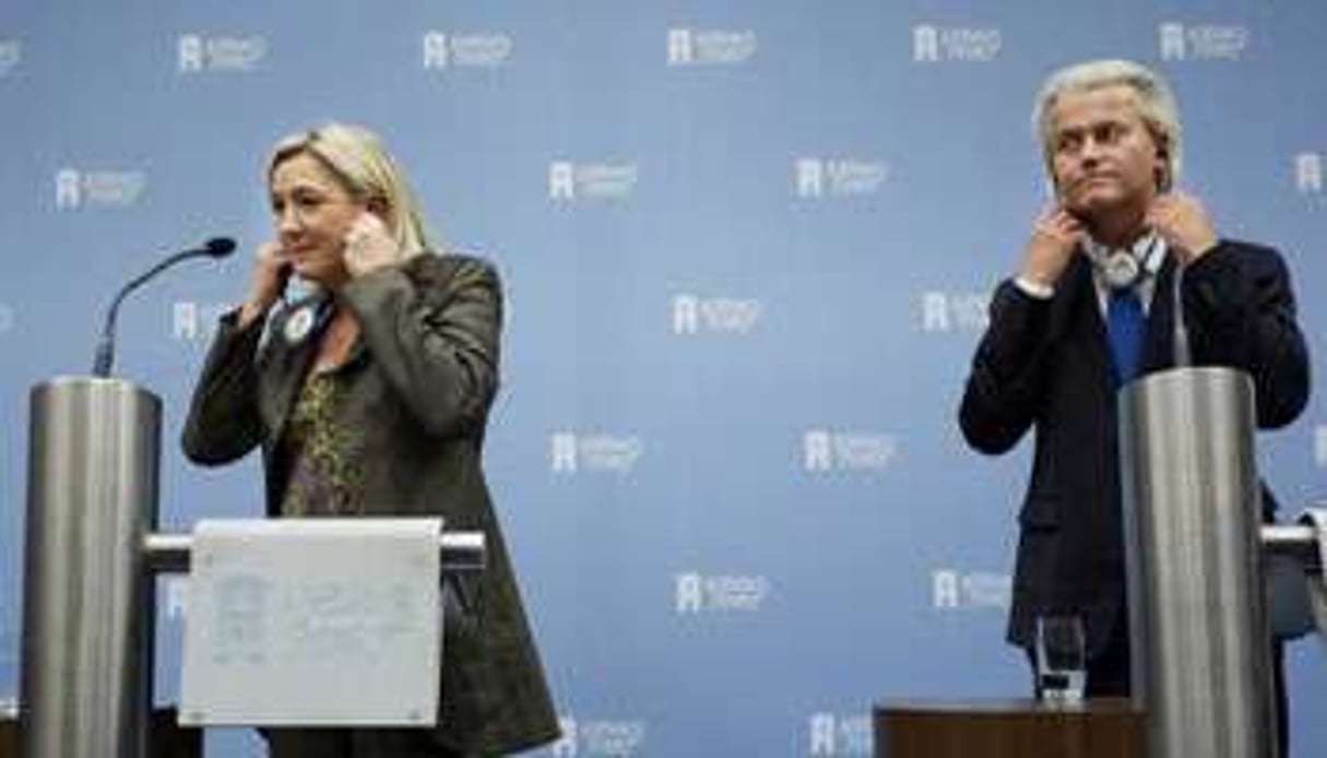 Meeting commun pour Marine Le Pen et le Néerlandais Geert Wilders. © Martijn Beekman / AFP