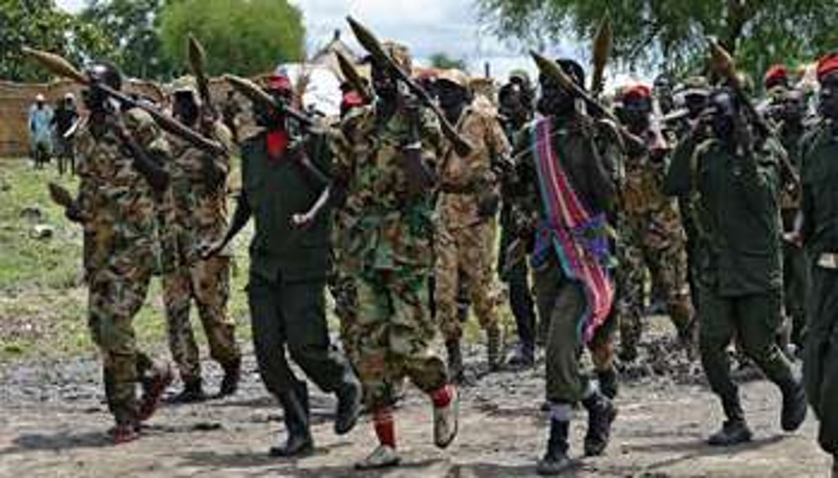 Des membres de l’armée démocratique du Soudan du Sud à Gumuruk le 13 mai 2014. © AFP