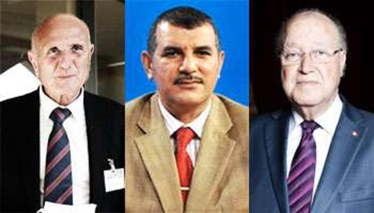 De g. à dr. : Ahmed Néjib Chebbi ; Hechmi el-Hamdi ; Mustapha Ben Jaafar © Ons Abid pour J.A. ; DR