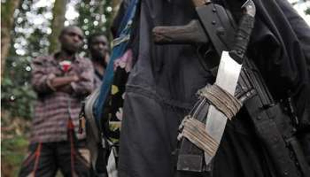 Des rebelles hutu rwandais dans la fôret de Panga près de Goma en RDC, le 6 février 2006. © AFP