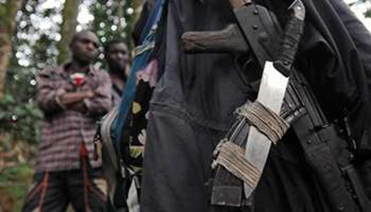 Des rebelles rwandais dans la fôret de Panga près de Goma en RDC, le 6 février 2006. © AFP