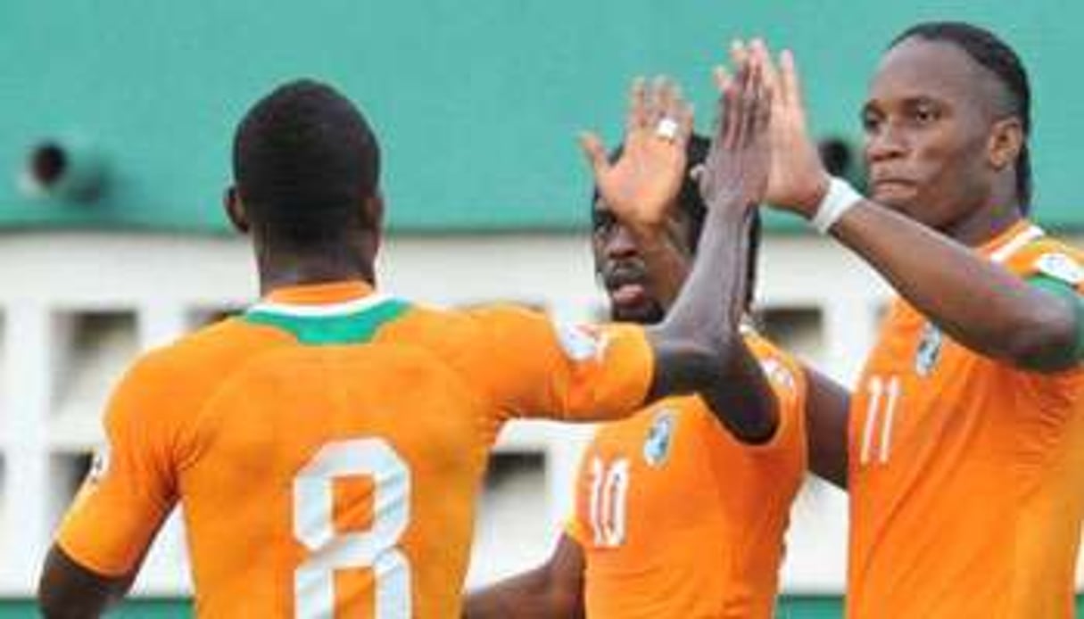 Didier Drogba (dr.), un joueur clé de l’équipe ivoirienne. © AFP