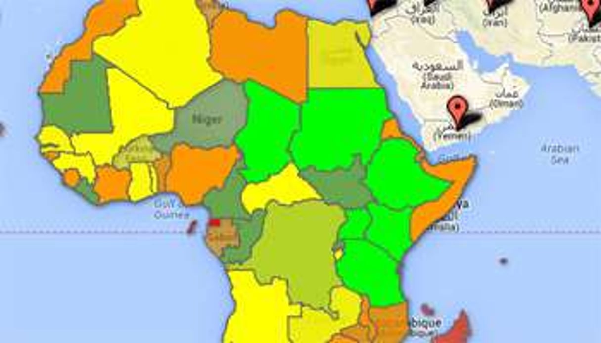 Carte interactive des réfugiés en Afrique. © Capture d’écran/J.A.