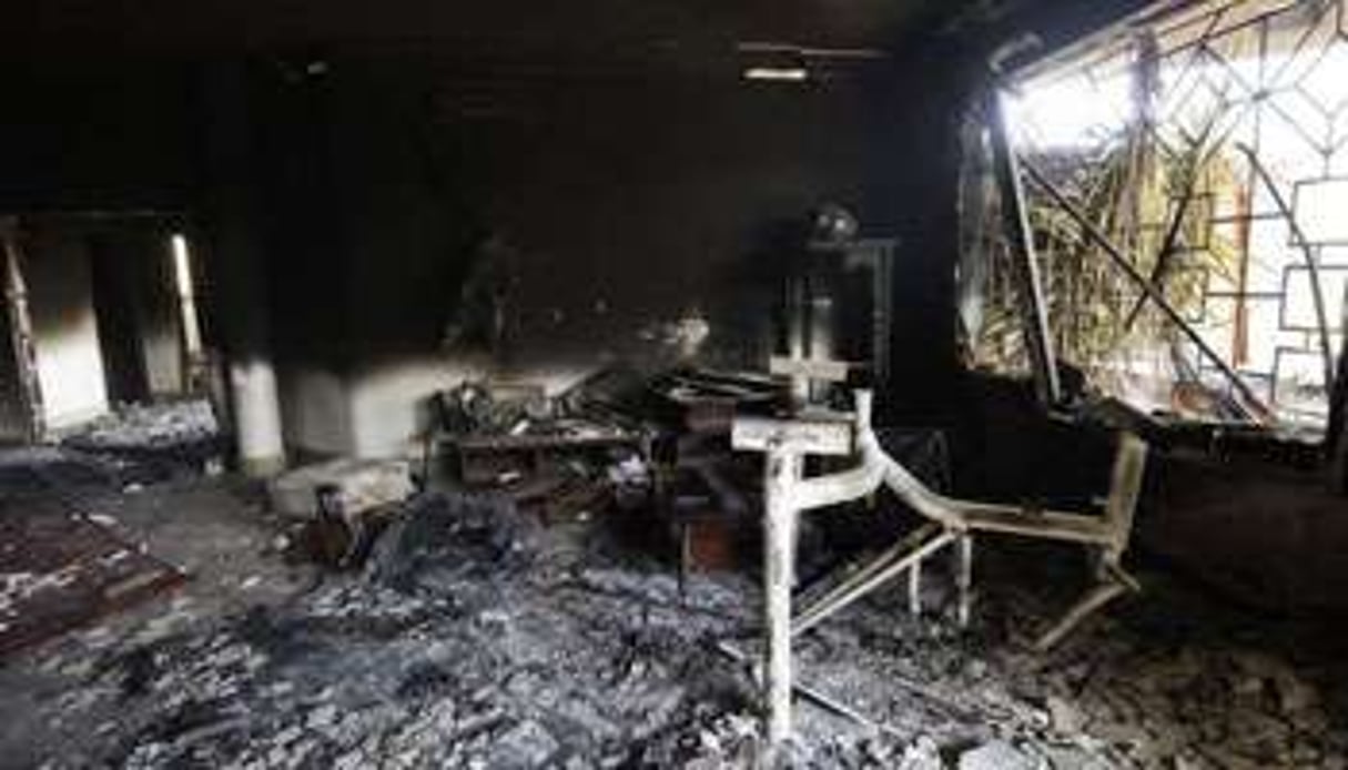 Décombres du consulat américain à Benghazi. © AFP