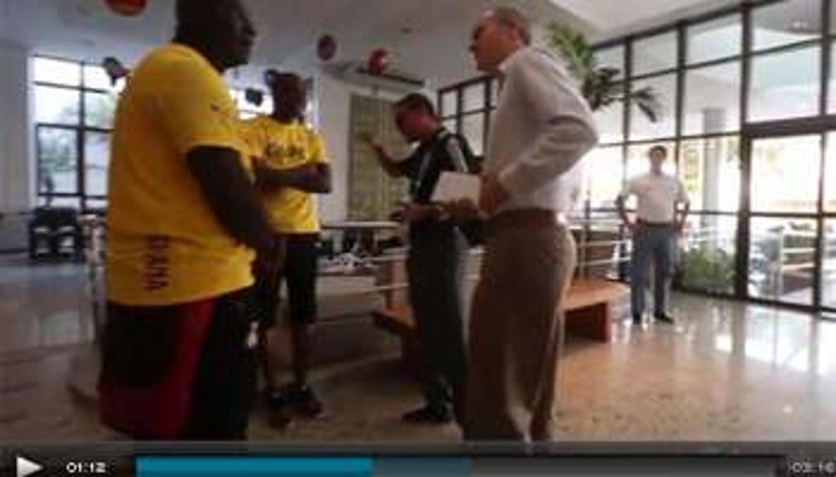 Le reporter du Telegraph à l’hôtel de l’équipe du Ghana au Brésil. © Capture d’écran/J.A