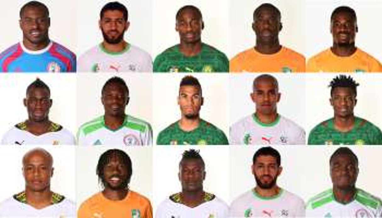 Les quinze joueurs sélectionnés par Jeune Afrique. © AFP/Montage JA