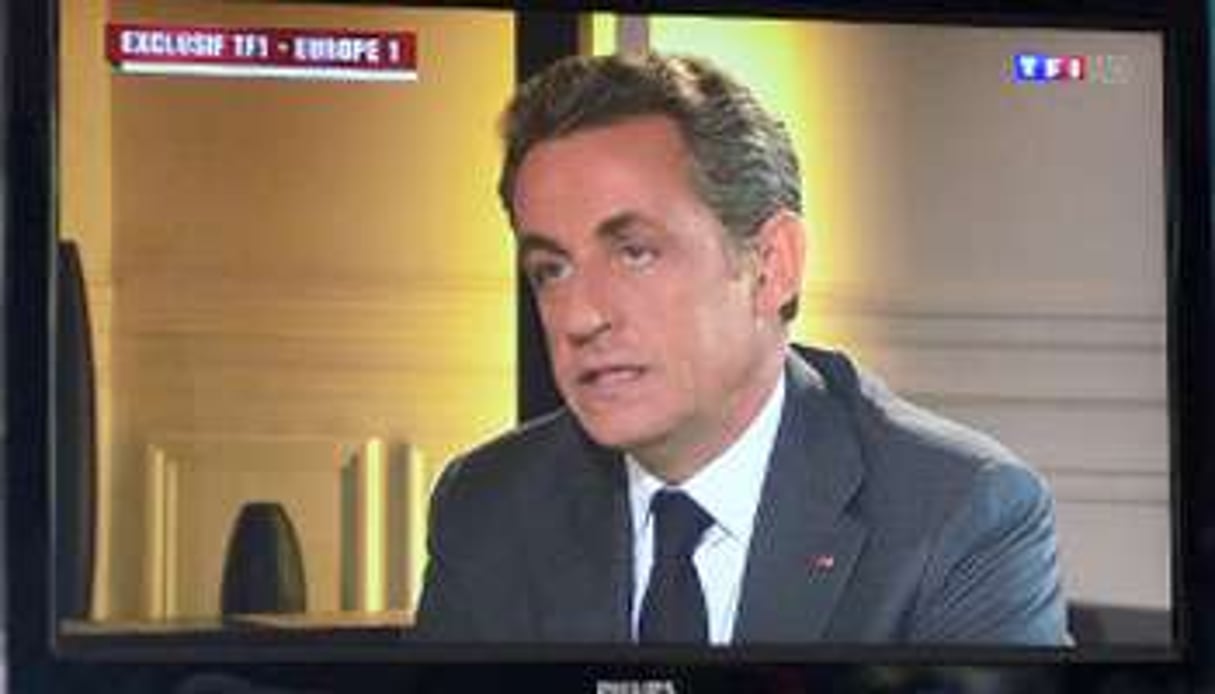 Nicolas Sarkozy en pleine interview sur TF1 et Europe 1, le 2 juillet. © DENIS CHARLET / AFP