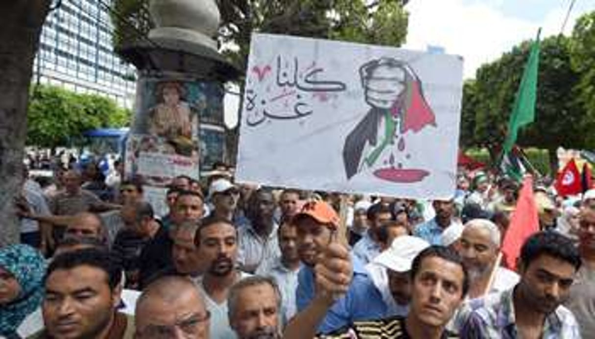 Manifestation à Tunis le 11 juillet 2014 contre l’offensive israélienne à Gaza. © AFP