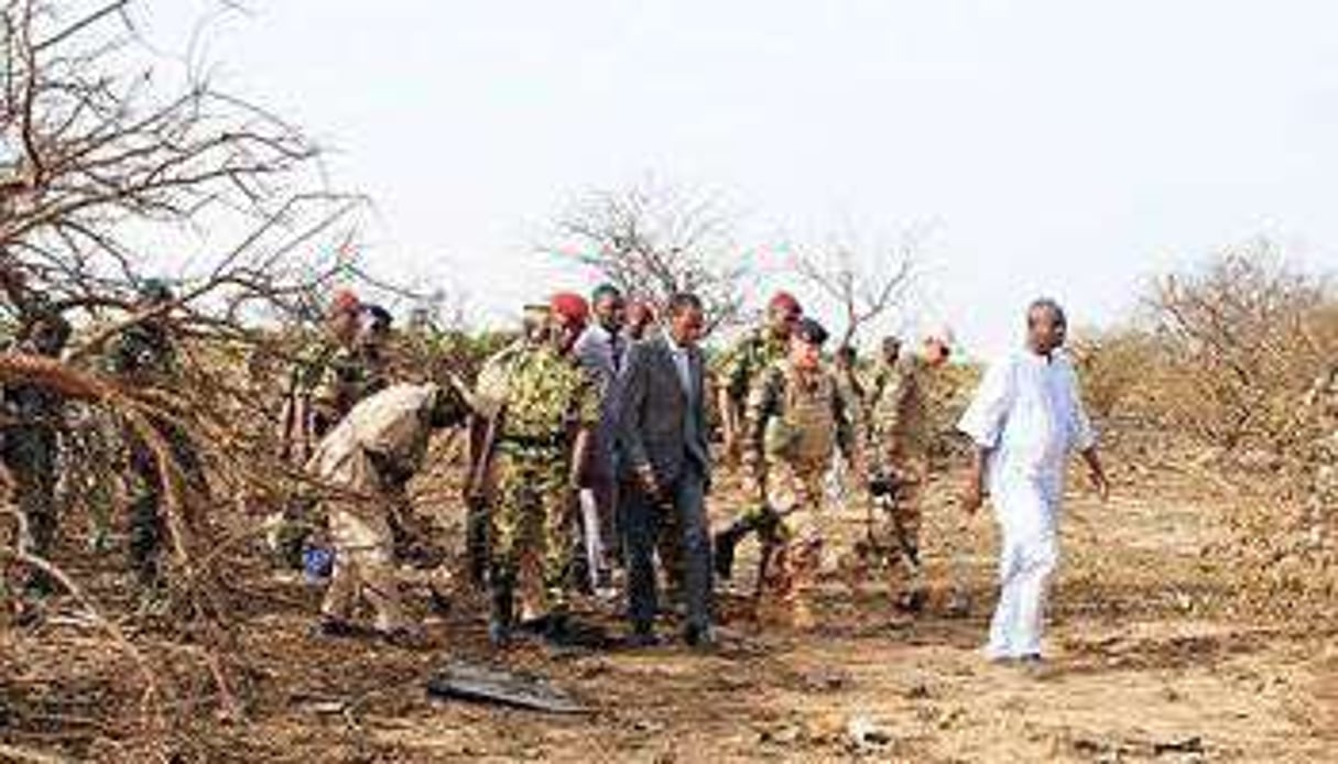 Photo fournie par la présidence burkinabé de Blaise Compaore sur le site du crash de l’avion. © AFP