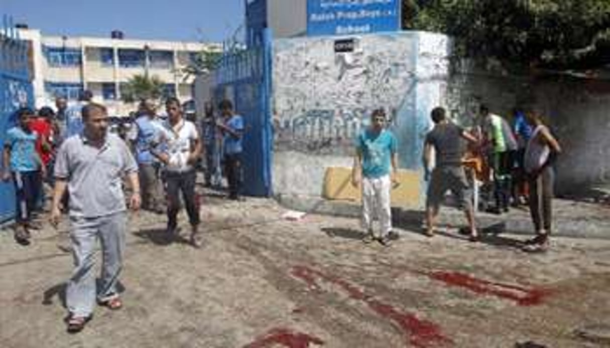 Une école de l’ONU bombardée par l’armée israélienne à Rafah, le 3 août 2014. © AFP