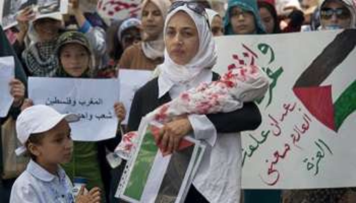 Manifestation pro palestinienne à Casablanca, le 3 août. © Jalal Morchidi / AFP