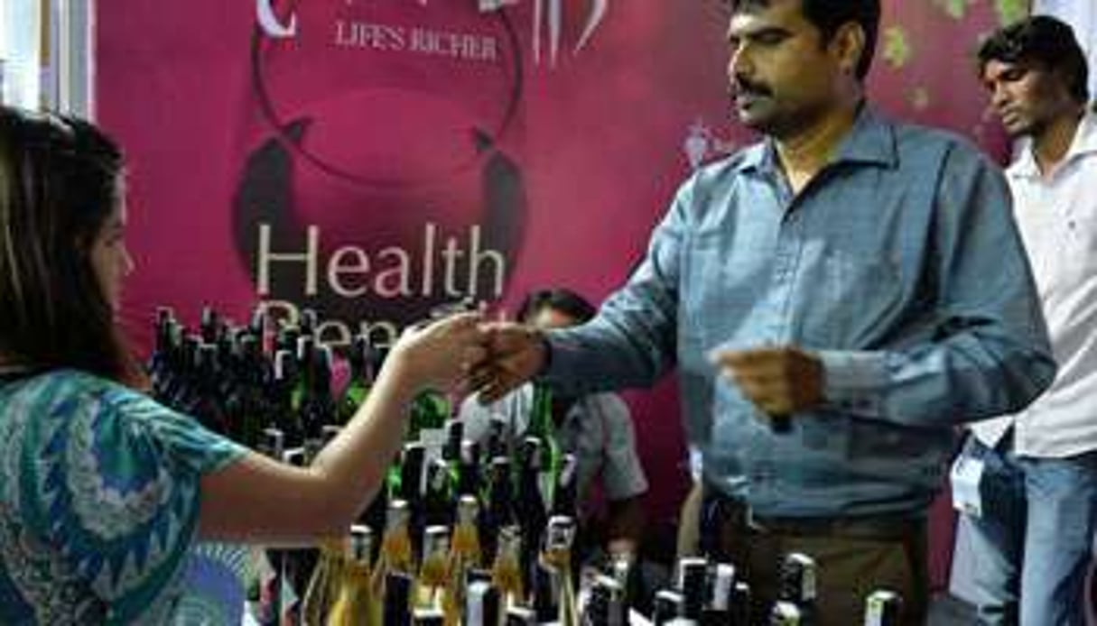 Festival internation du vin à Bangalore, le 25 juillet. © Manjunath Kiran / AFP