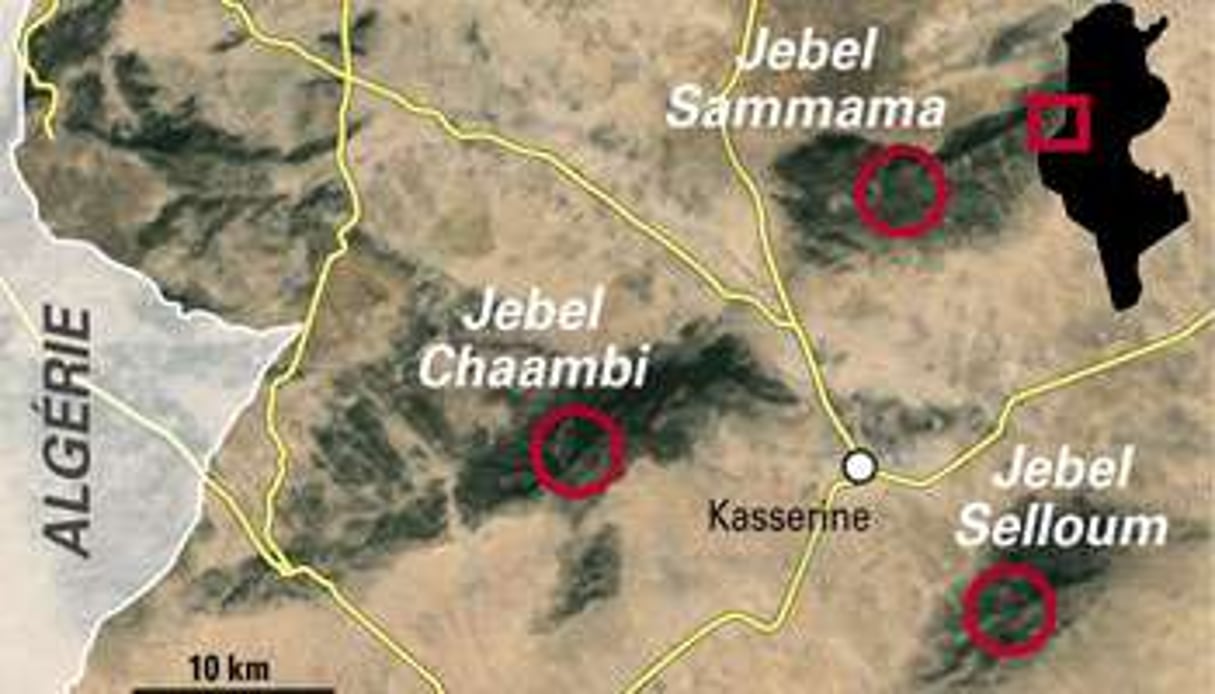 Les jihadistes seraient entre 70 et 100 autour du mont Chaambi. © JA
