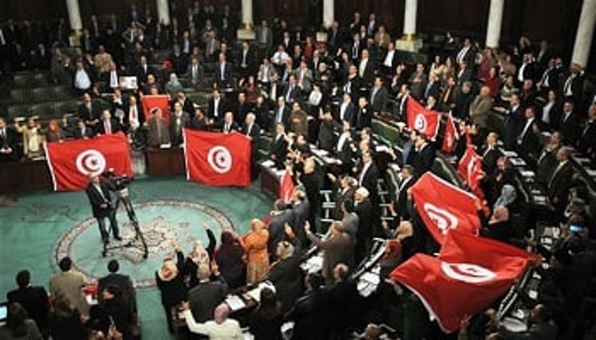 Le Parlement tunisien lors du vote sur la Constitution le 27 janvier 2014. © AFP