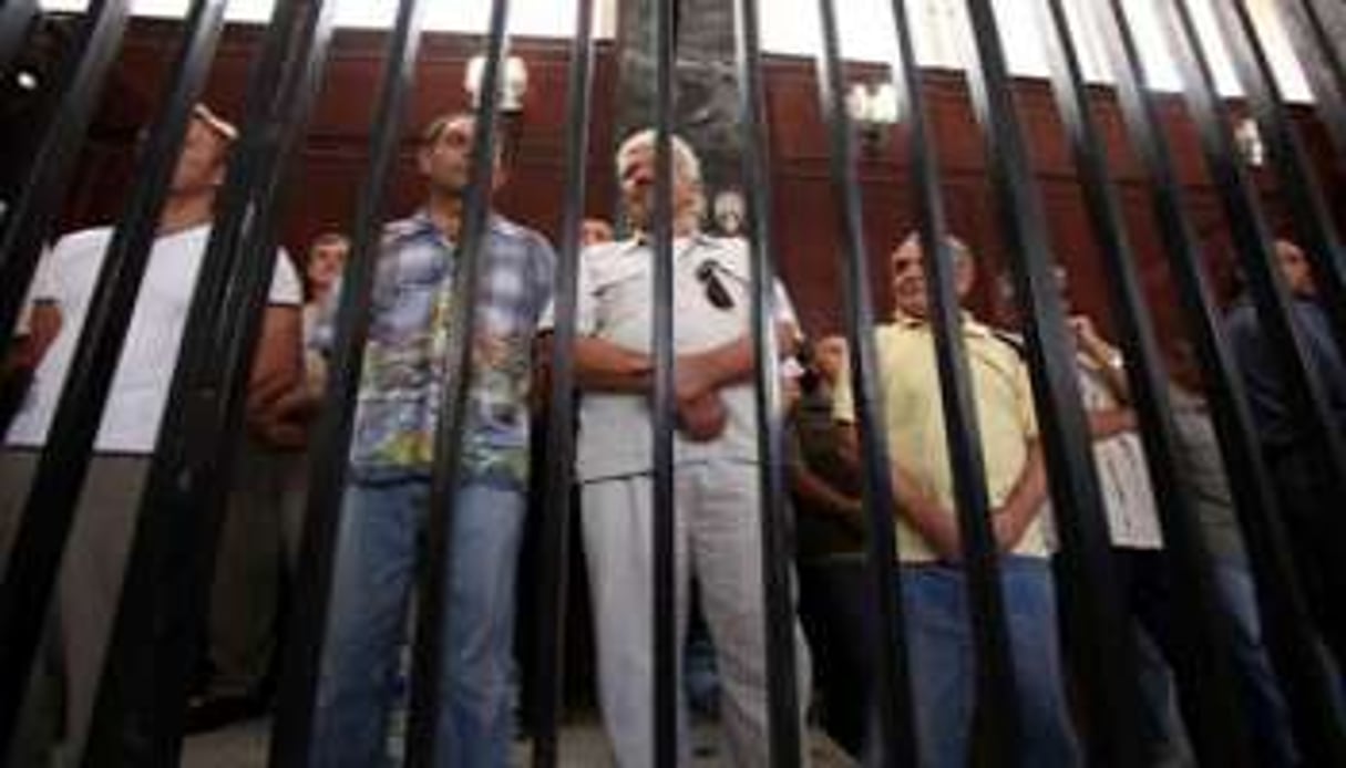 Les détenus russes, ukrainiens et bélarusses, le 4 juin 2012 à Tripoli. © Afp