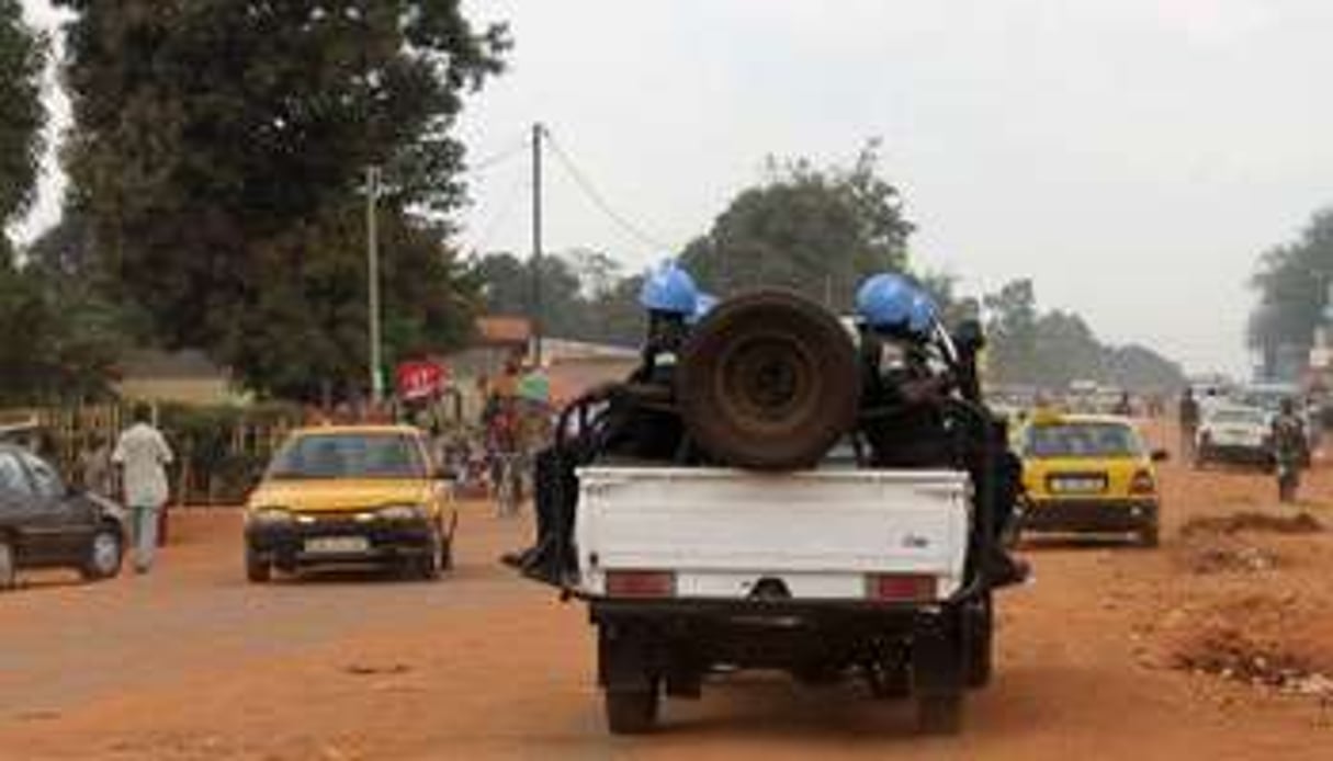 Des casques bleus de la Minusca à Bangui, le 15 septembre. © AFP