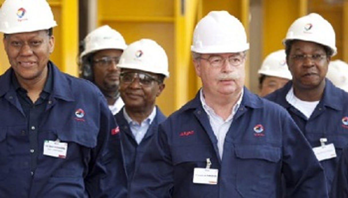 Christophe de Margerie sur le site d’Akpo au Nigeria en juin 2009. © Marc Roussel/Total