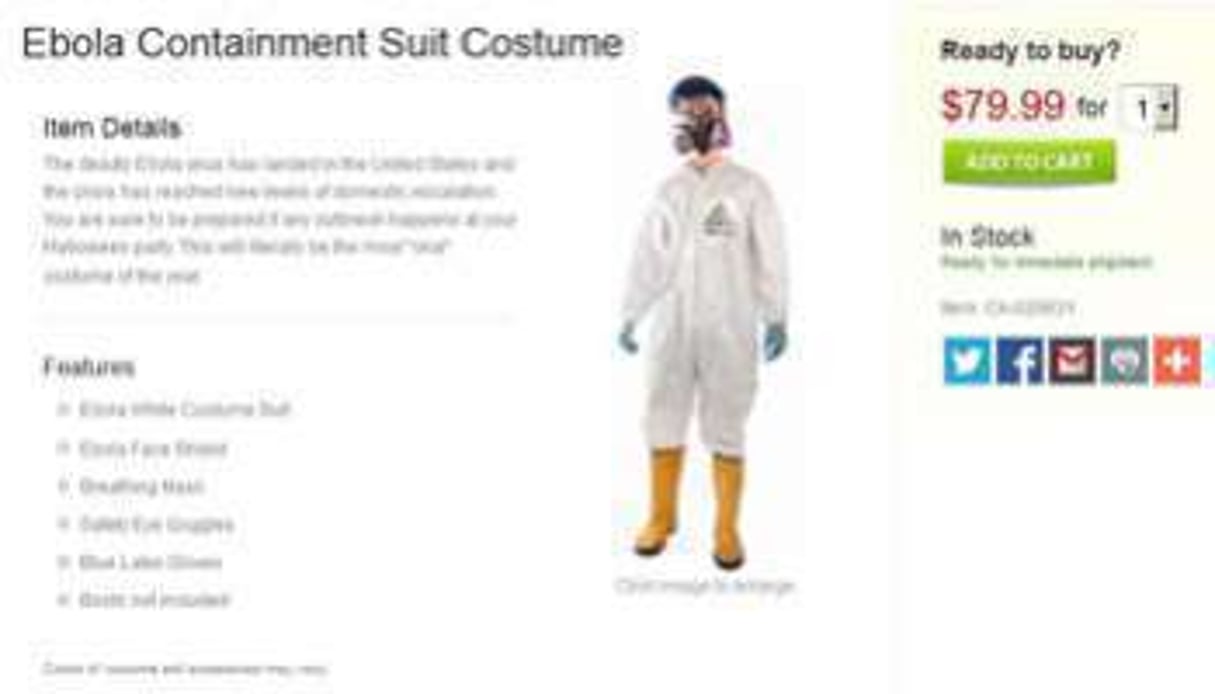 Pour Halloween, un déguisement à l’humour douteux commercialisé sur un site américain. © Capture d’écran BrandsOnSale