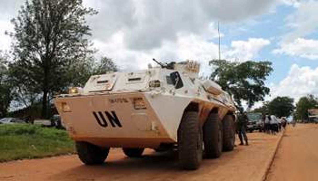 Un véhicule blindé de la force des Nations Unis à Beni, le 21 octobre 2014. © AFP