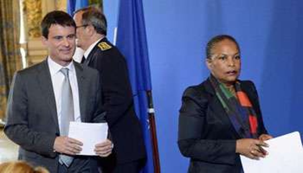 Manuel Valls et Christiane Taubira, à Lyon le 13 mai 2014 © Philippe Merle/AFP