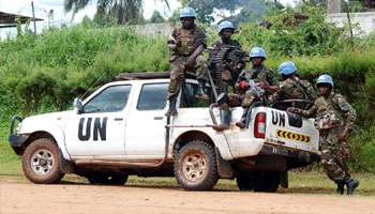 Des Casques bleus de la Monusco, le 23 octobre 2014 à Beni, en RDC. © AFP